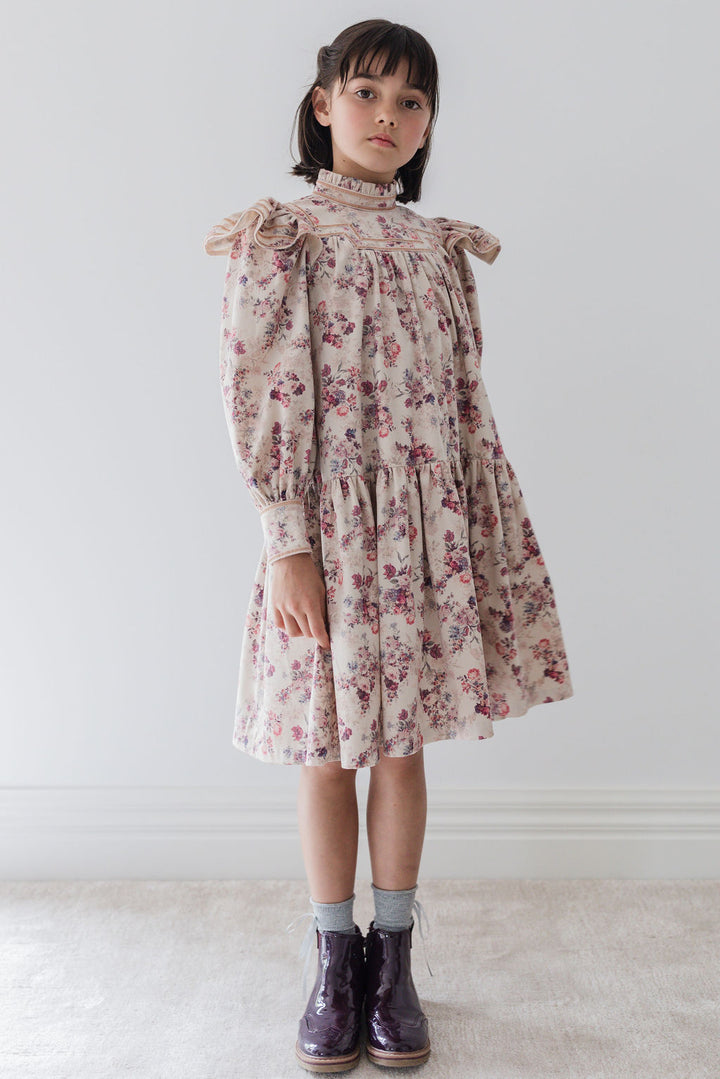 8195D-Antique Floral Printed Cord Dress-Antique Floral Print