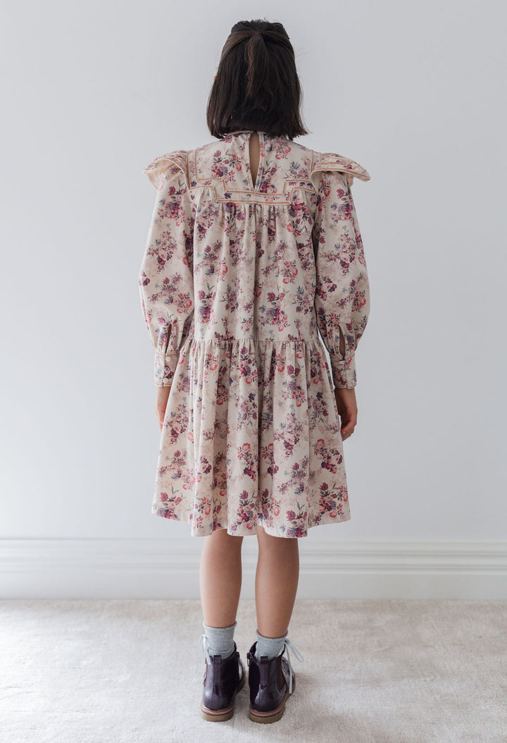 8195D-Antique Floral Printed Cord Dress-Antique Floral Print