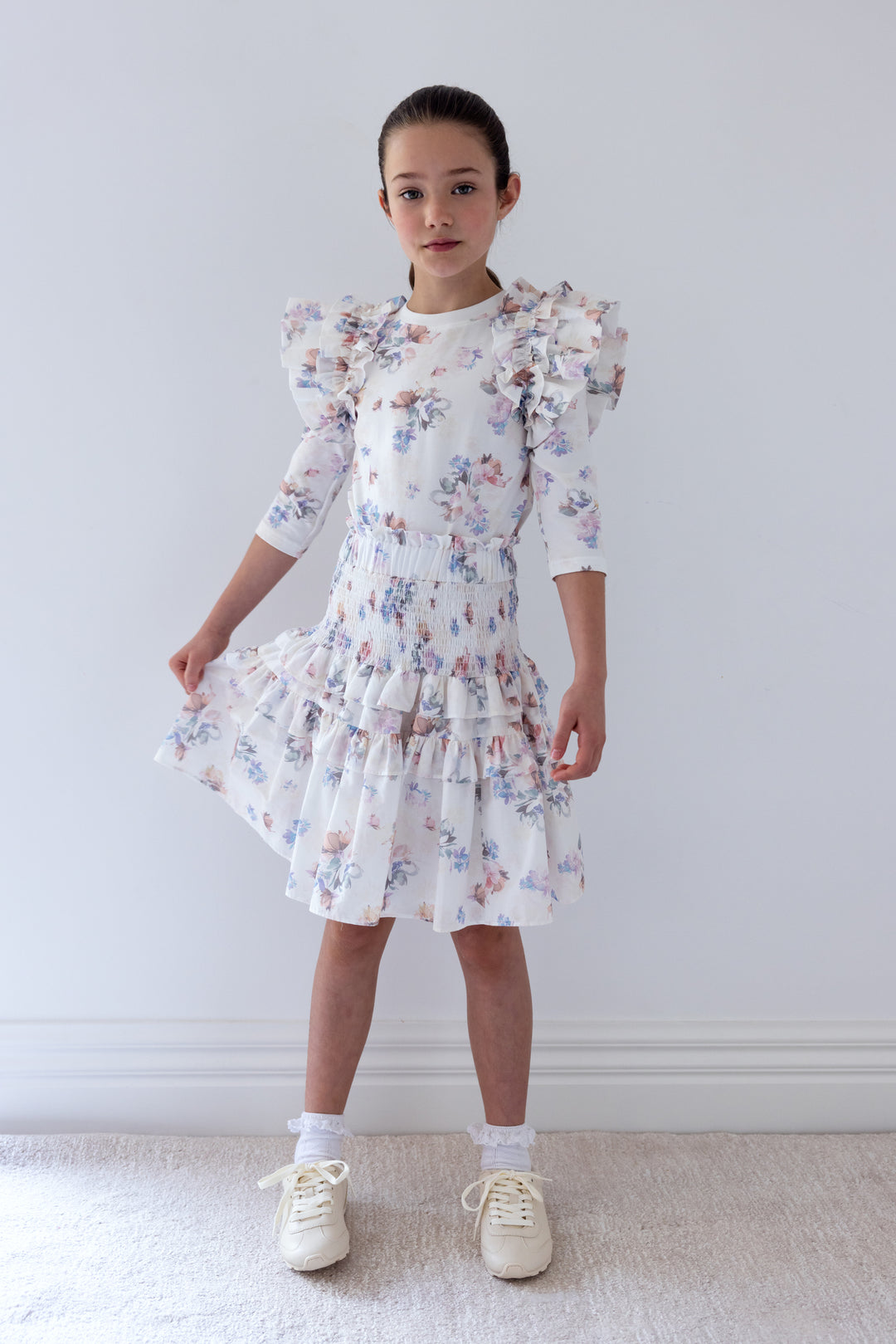 8219T ELBOW-ELBOW SLV  SLV FLORAL PRINT T-SHIRT