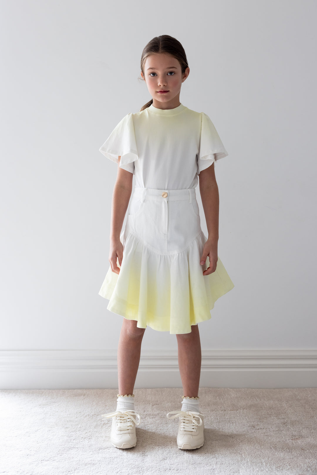 8244T-FLUTTER SLEEVE JERSEY TEE-YELLOW TYE DYE