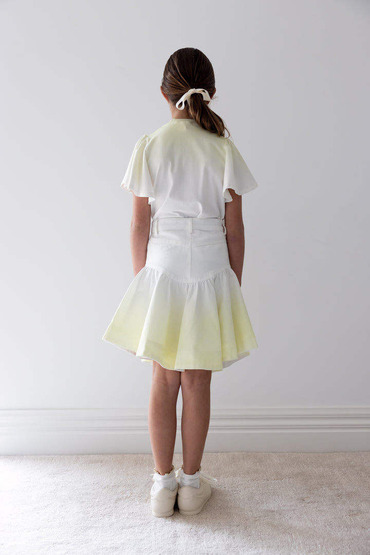 8244T-FLUTTER SLEEVE JERSEY TEE-YELLOW TYE DYE