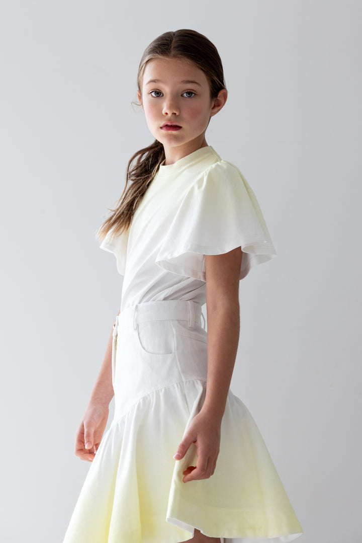 8244T-FLUTTER SLEEVE JERSEY TEE-YELLOW TYE DYE