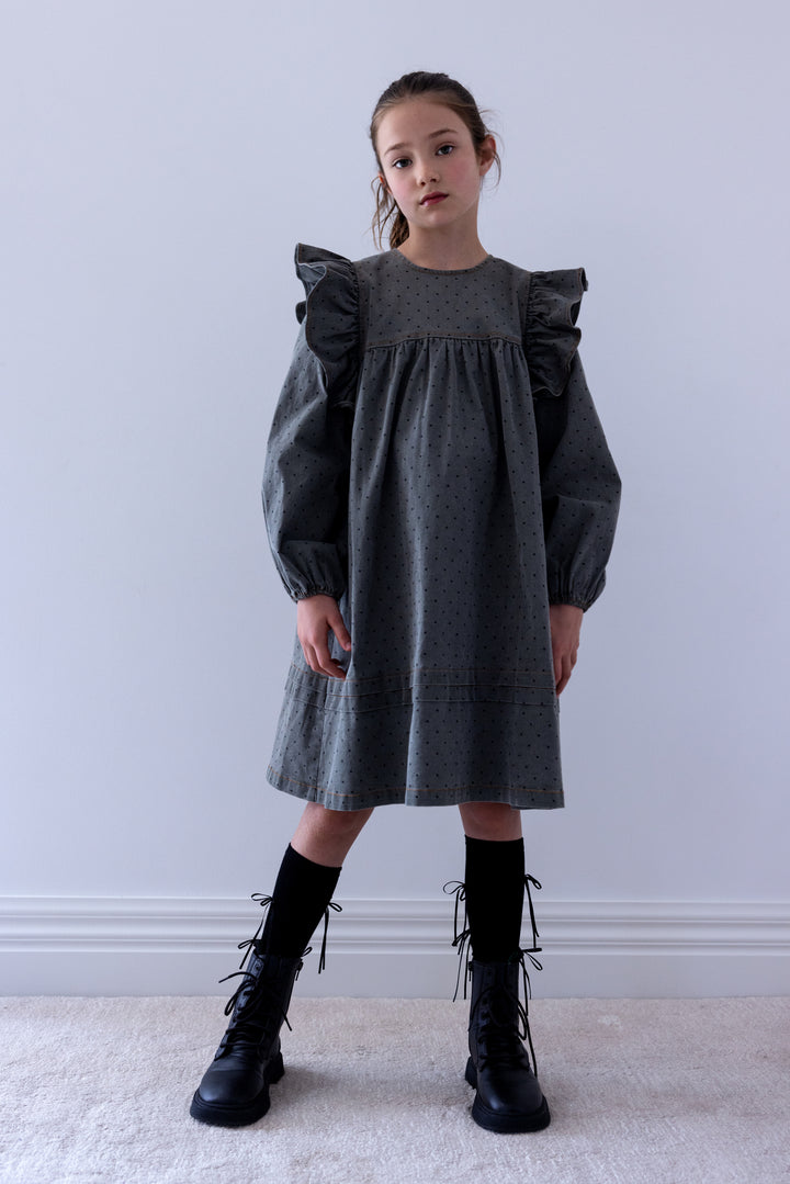 8267D Grey Spot Chambray Dress - Grey Spot Chambray