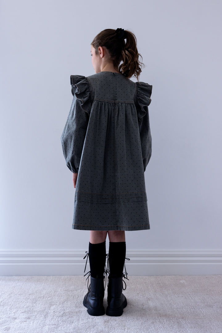 8267D Grey Spot Chambray Dress - Grey Spot Chambray