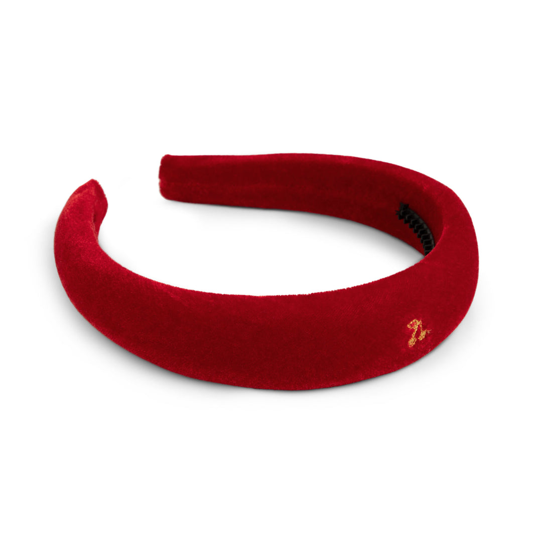 Le Enfant Gold Thread Cherry Hairband Velvet - Red