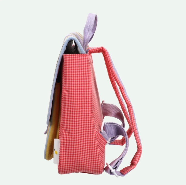 1802370 Schoolbag - Gingham Flower/Rose