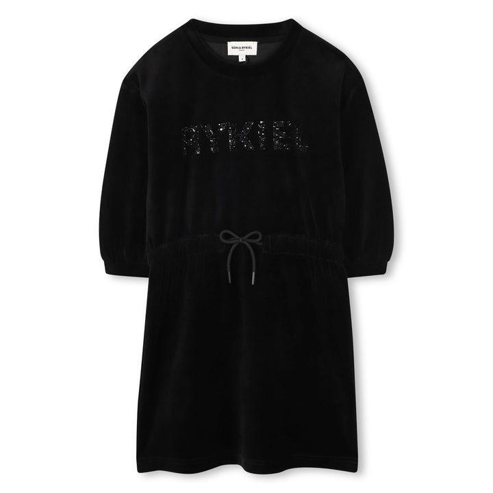 A00325-LOGO 3/4 SLEEVE DRESS-BLACK