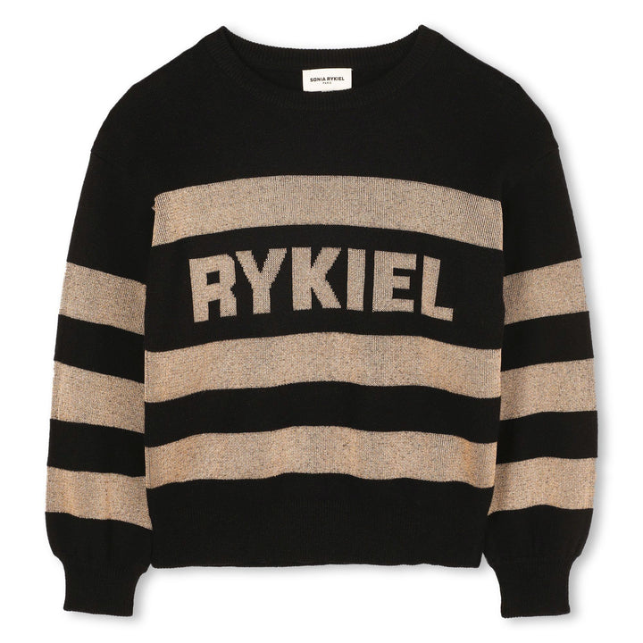 A00349-STRIPED LOGO SWEATER-BLACK  GOLD