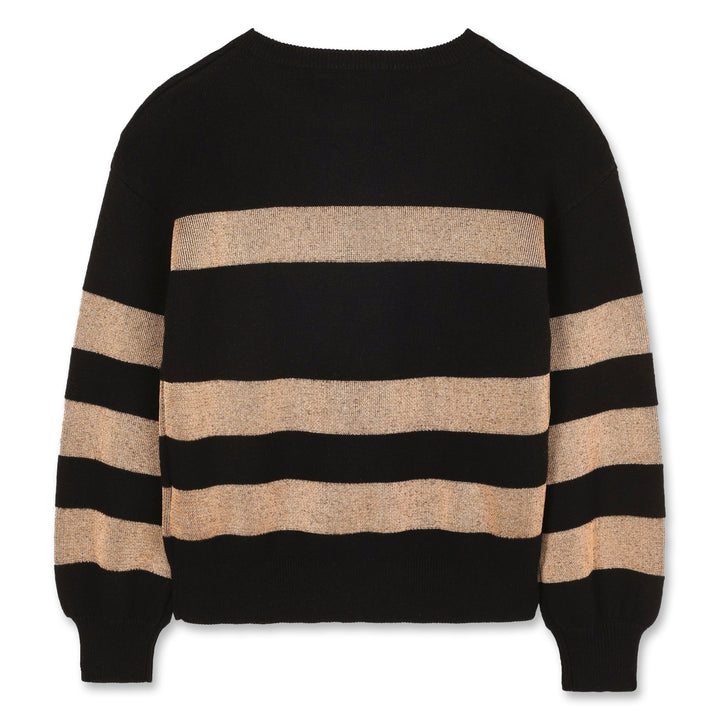 A00349-STRIPED LOGO SWEATER-BLACK  GOLD