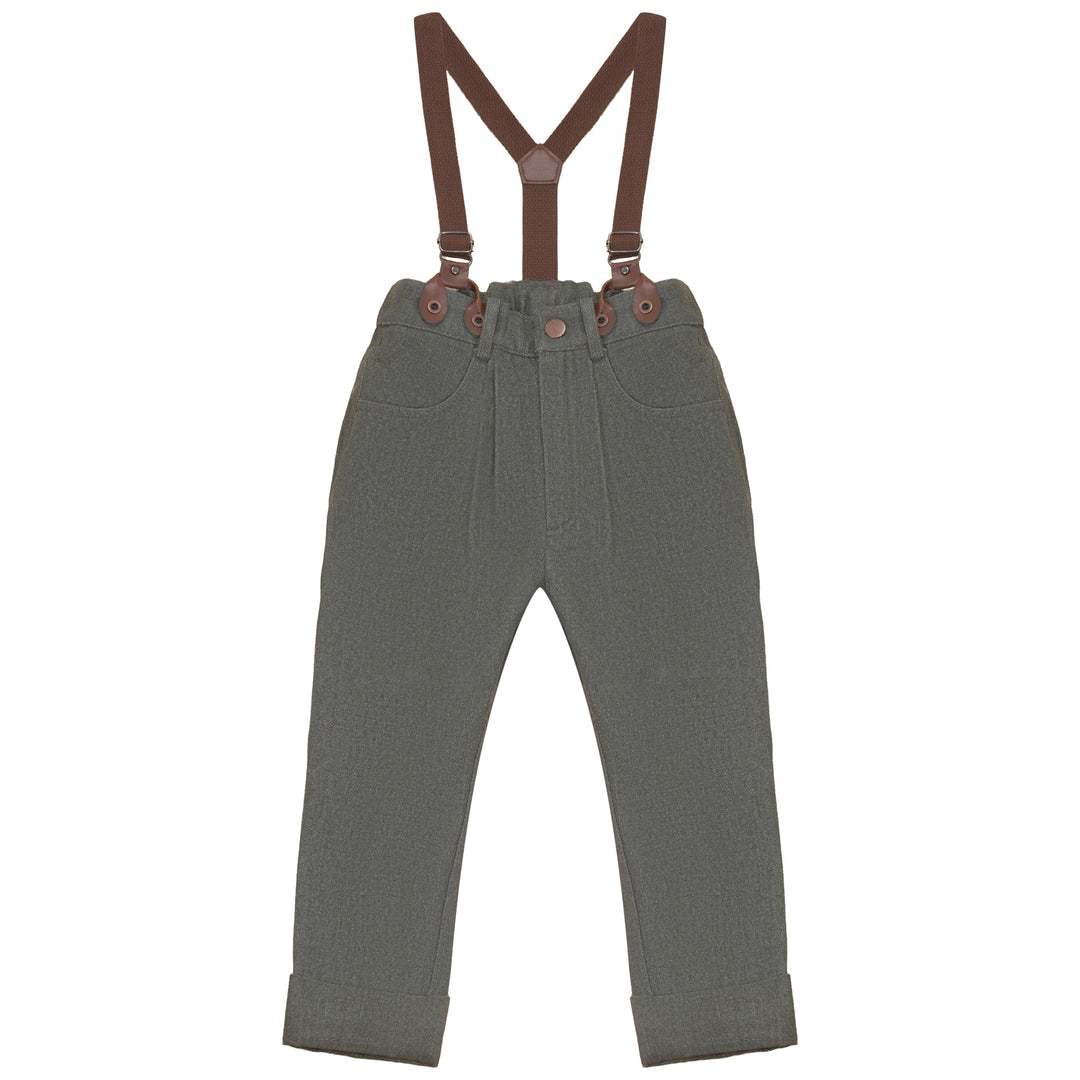 A2708GN BOY DENIM PANTS WITH SUSPENDERS-Green