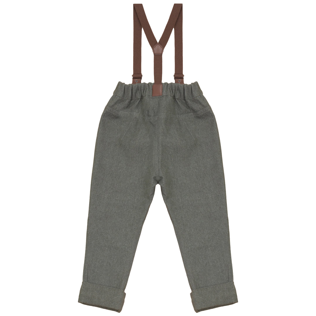 A2708GN BOY DENIM PANTS WITH SUSPENDERS-Green
