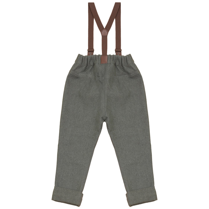 A2708GN BOY DENIM PANTS WITH SUSPENDERS-Green