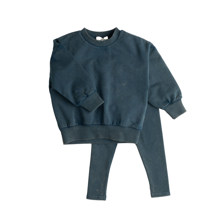 608-Ocean teal, snow wash-Baby boy sweatshirt set 4AND UP JUST SWEAT TOP