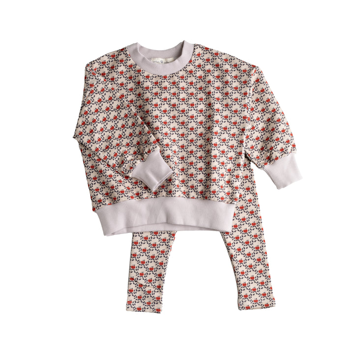 607B-Apple printed FRENCH TERRY FABRIC-Baby girl sweatshirt set