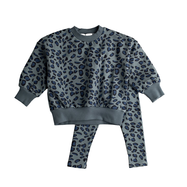 608C-Blue leopard FRENCH TERRY FABRIC-Baby boy sweatshirt set