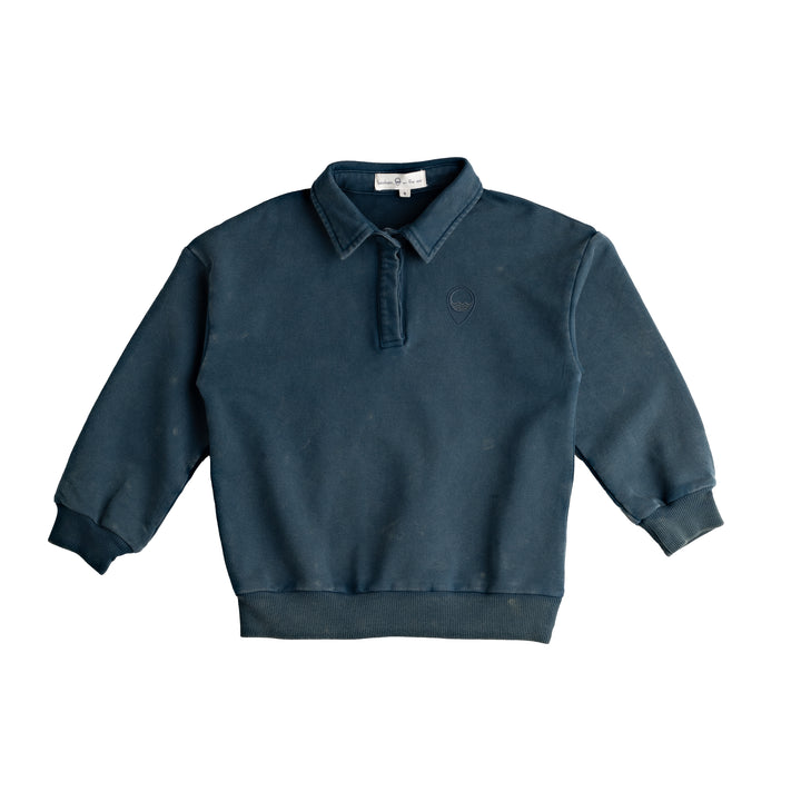 606-Ocean teal, snow wash-Boys polo sweatshirt