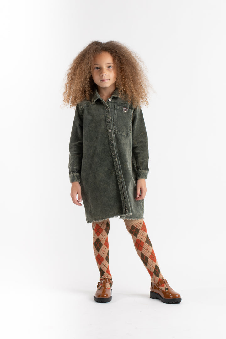 502-Moss green, snow wash-Oversized shirt dress