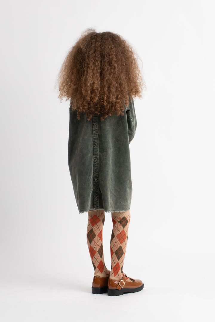 502-Moss green, snow wash-Oversized shirt dress