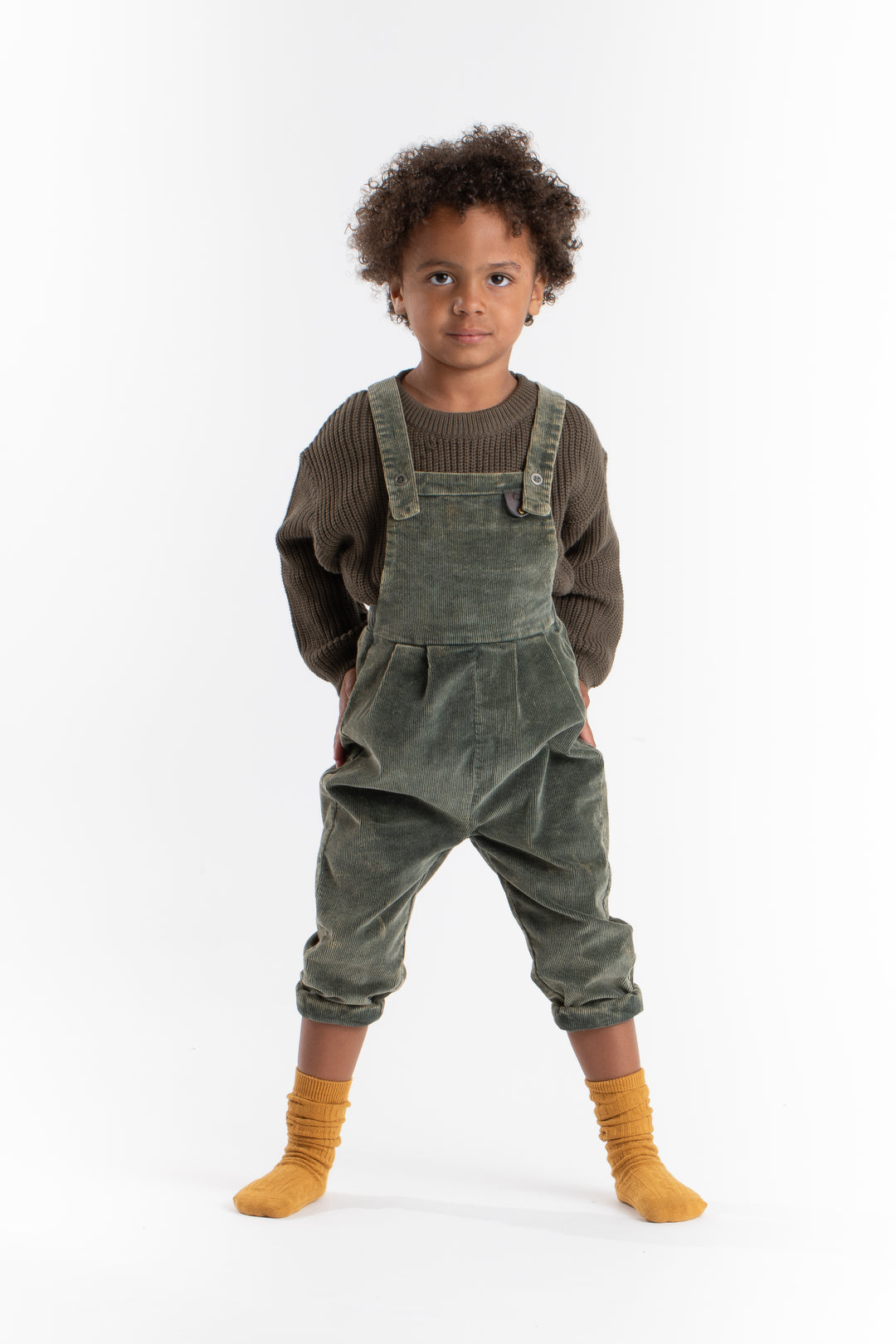 510-Moss green, snow wash-Baby overalls