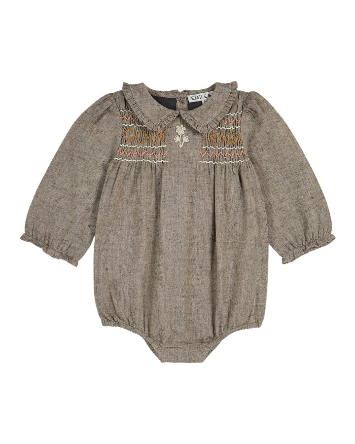 AA082-BROWN HEATHER EMBROIDERED JUMP-BRUN CHINE