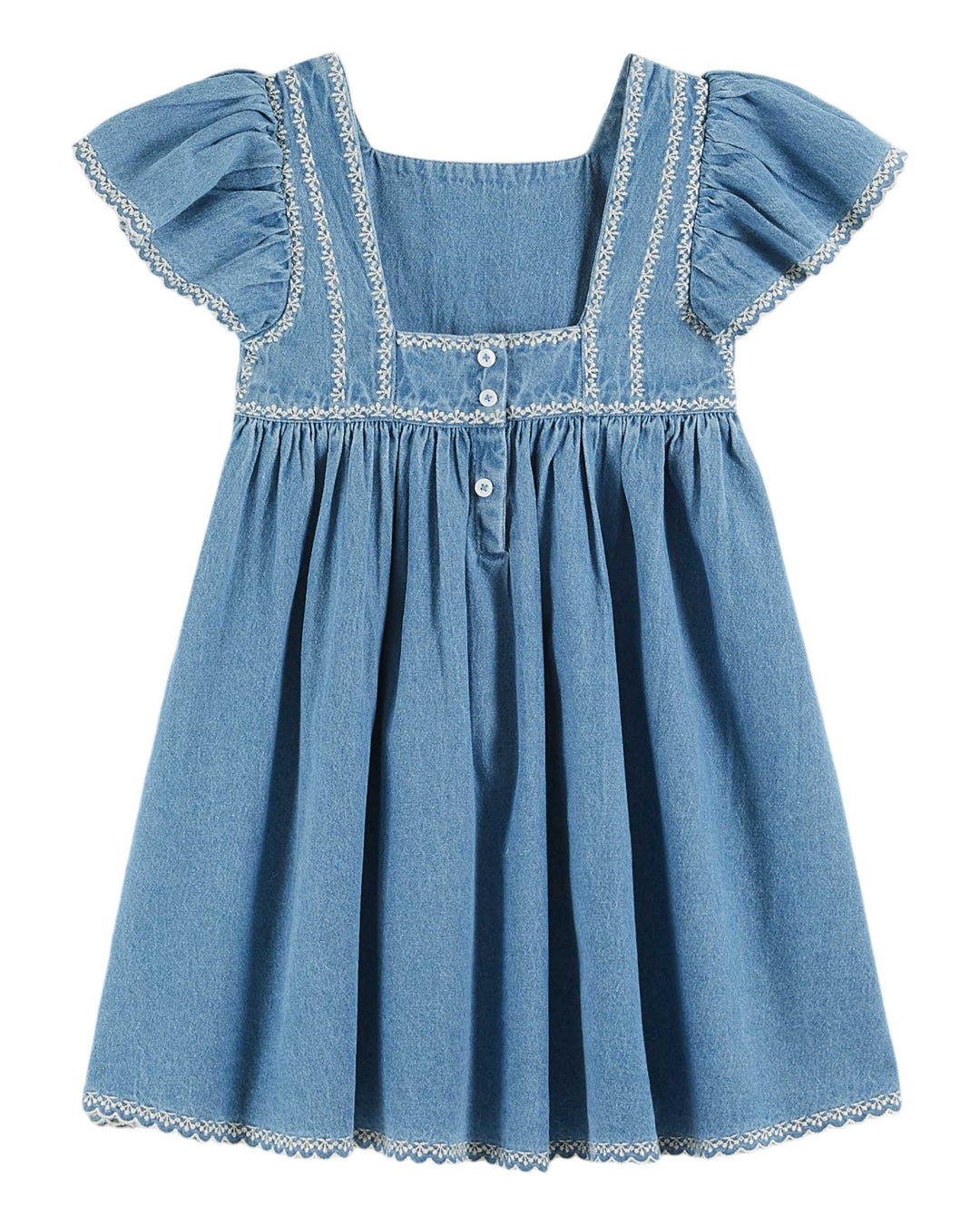 AB042-DENIM EMBROIDERED DRESS-DENIM LIGHT