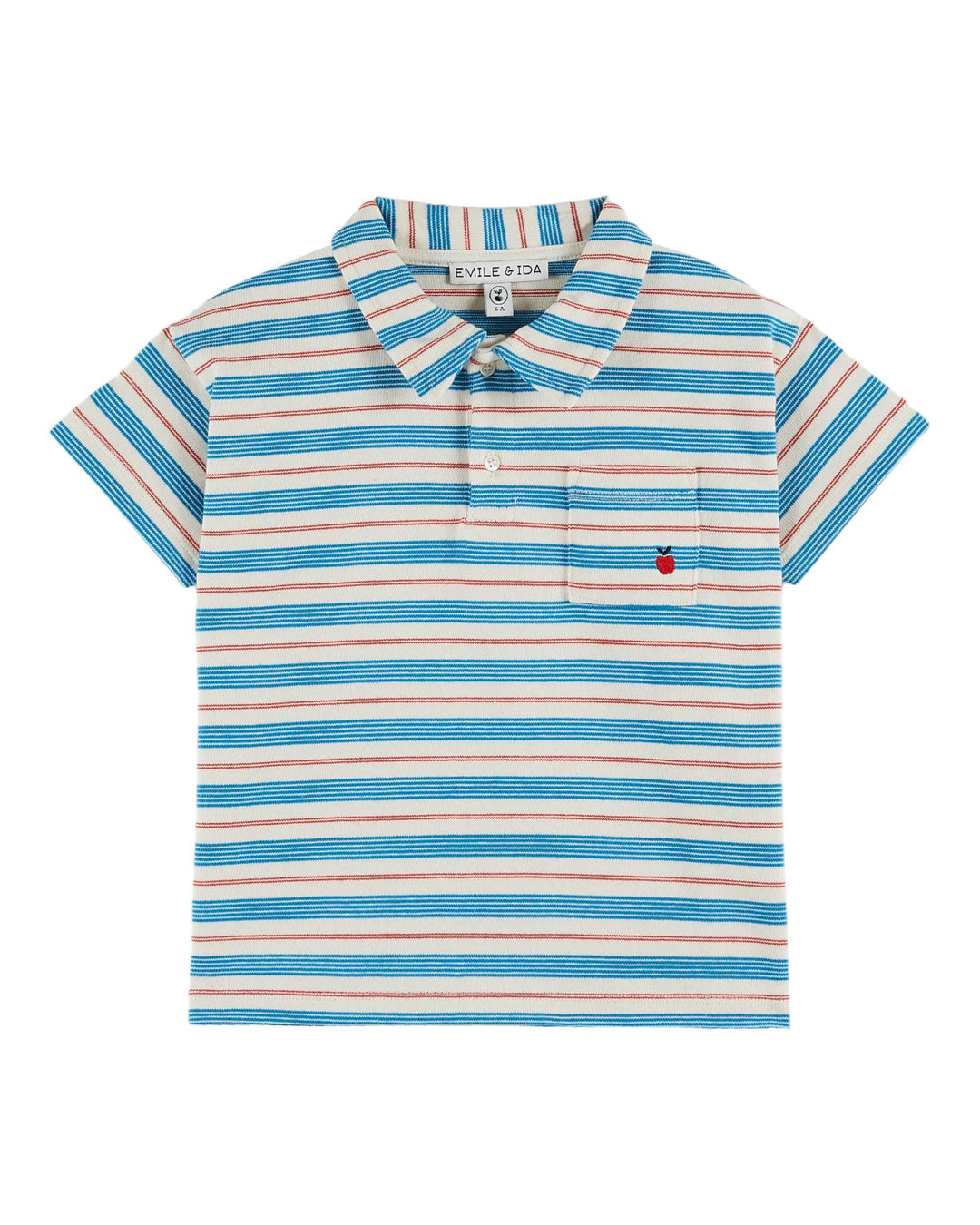 AB089-SAILOR POLO SHIRT-RAYURE ROUGE-AZUR