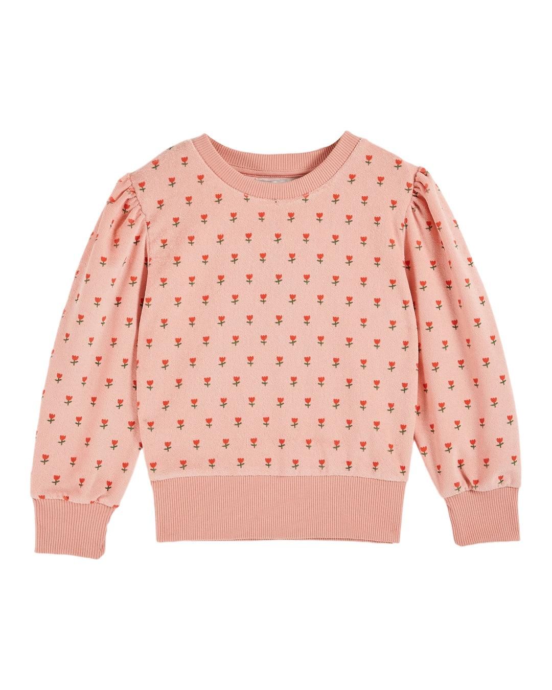 AB105-PRINTED TERRY SWEATSHIRT-PETITE TULIPE BLOS