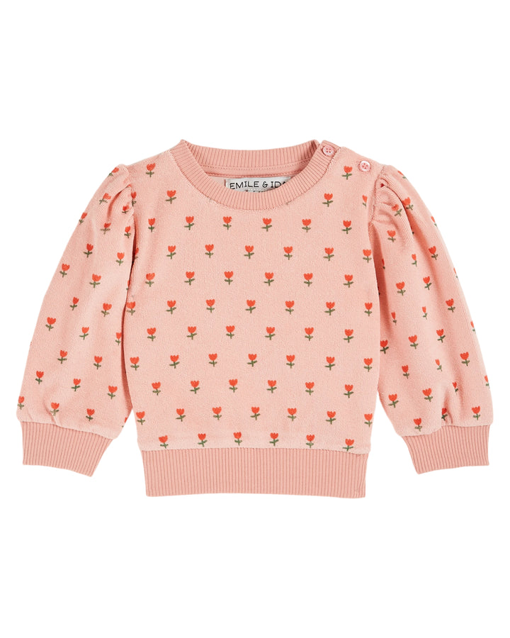 AB105-PRINTED TERRY SWEATSHIRT-PETITE TULIPE BLOS