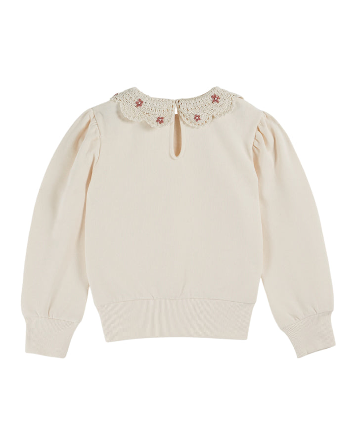 AC001-SWEAT COL CROCHET-CREME