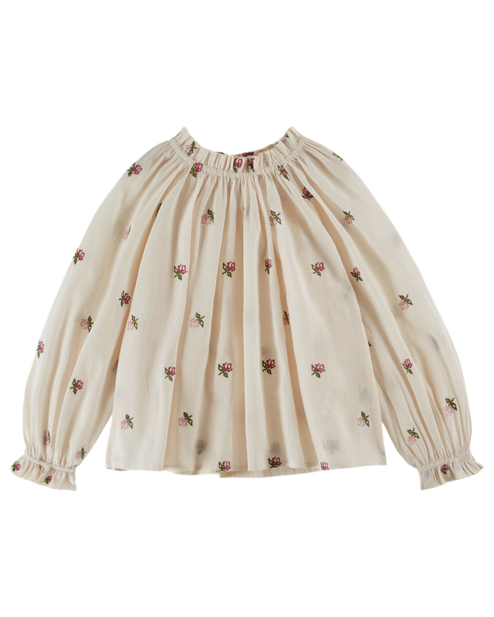 AC053 ALL OVER ROSE-BLOUSE BRODEE-CREME