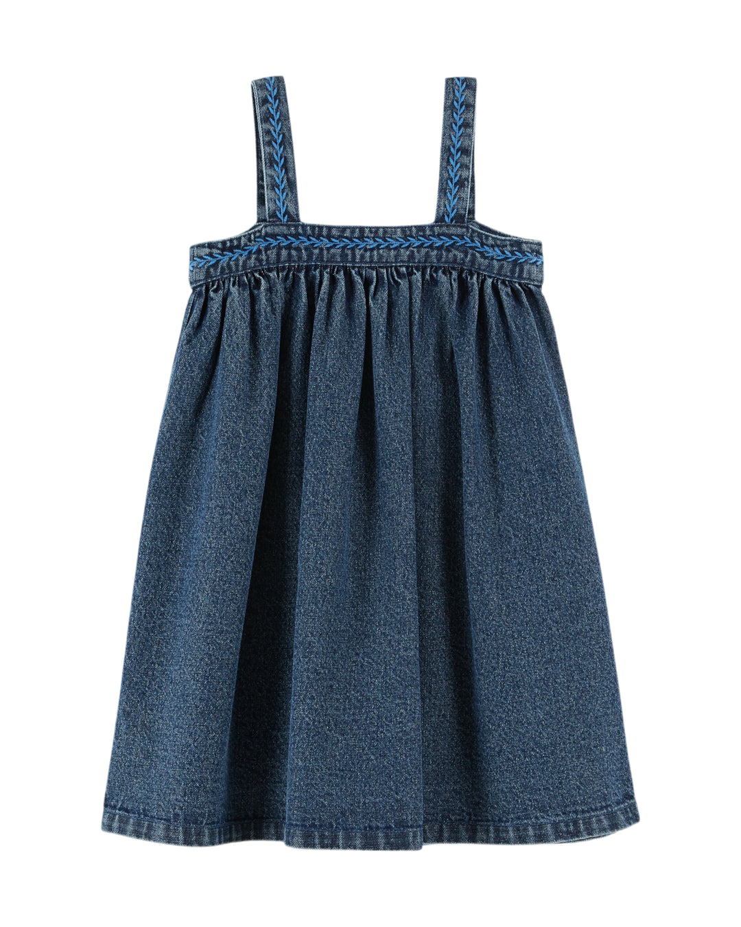 AC083A-ROBE AMPLE BRETELLES-DENIM