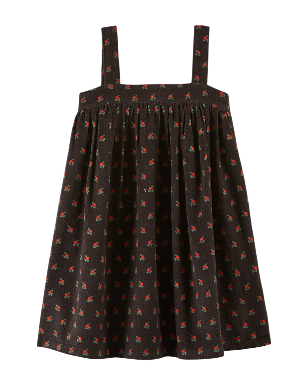 AC083C-ROBE AMPLE BRETELLES-POPPY NOIR