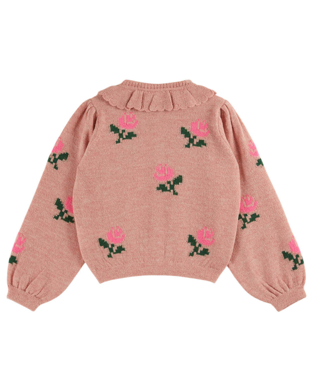 AC124-CARDIGAN FLEURS-ROSE