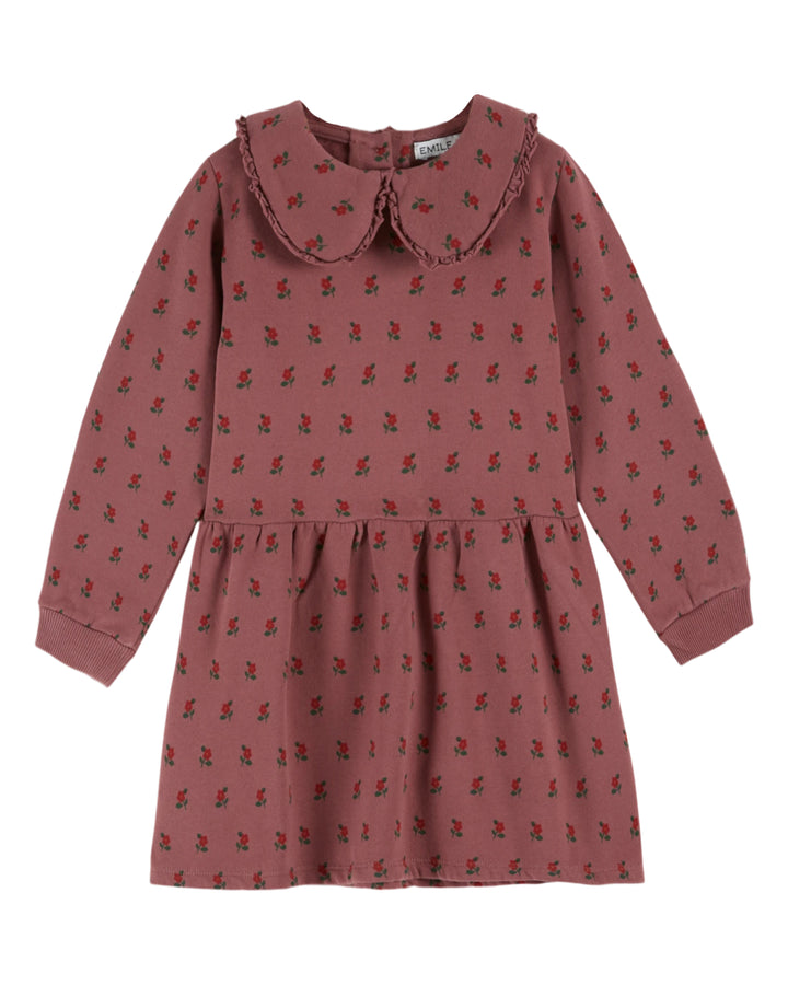 AC182-ROBE MOLLETON IMPRIMEE-POPPY VIOLINE