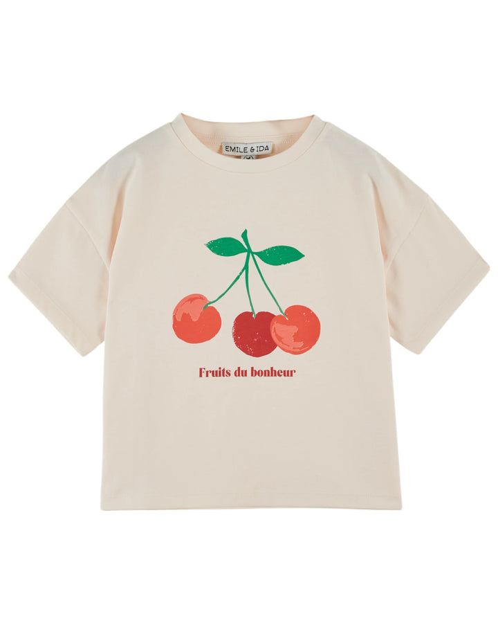 AD015 TEE SHIRT PICOTE IMPRIME PLACE FRUIT - CREME