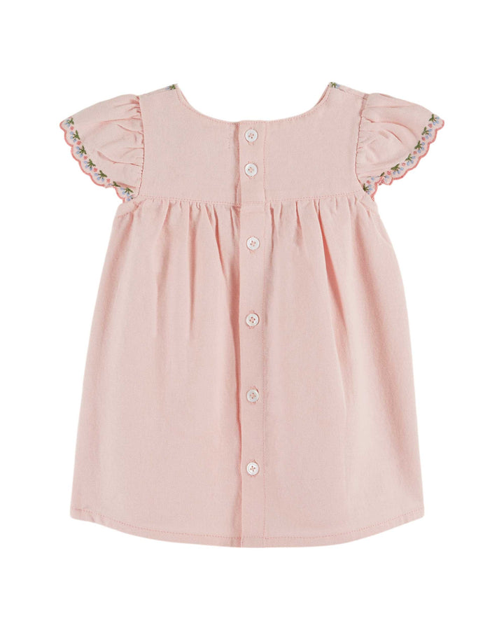AD070 ROBE BEBE BRODEE CERISES - MACARON
