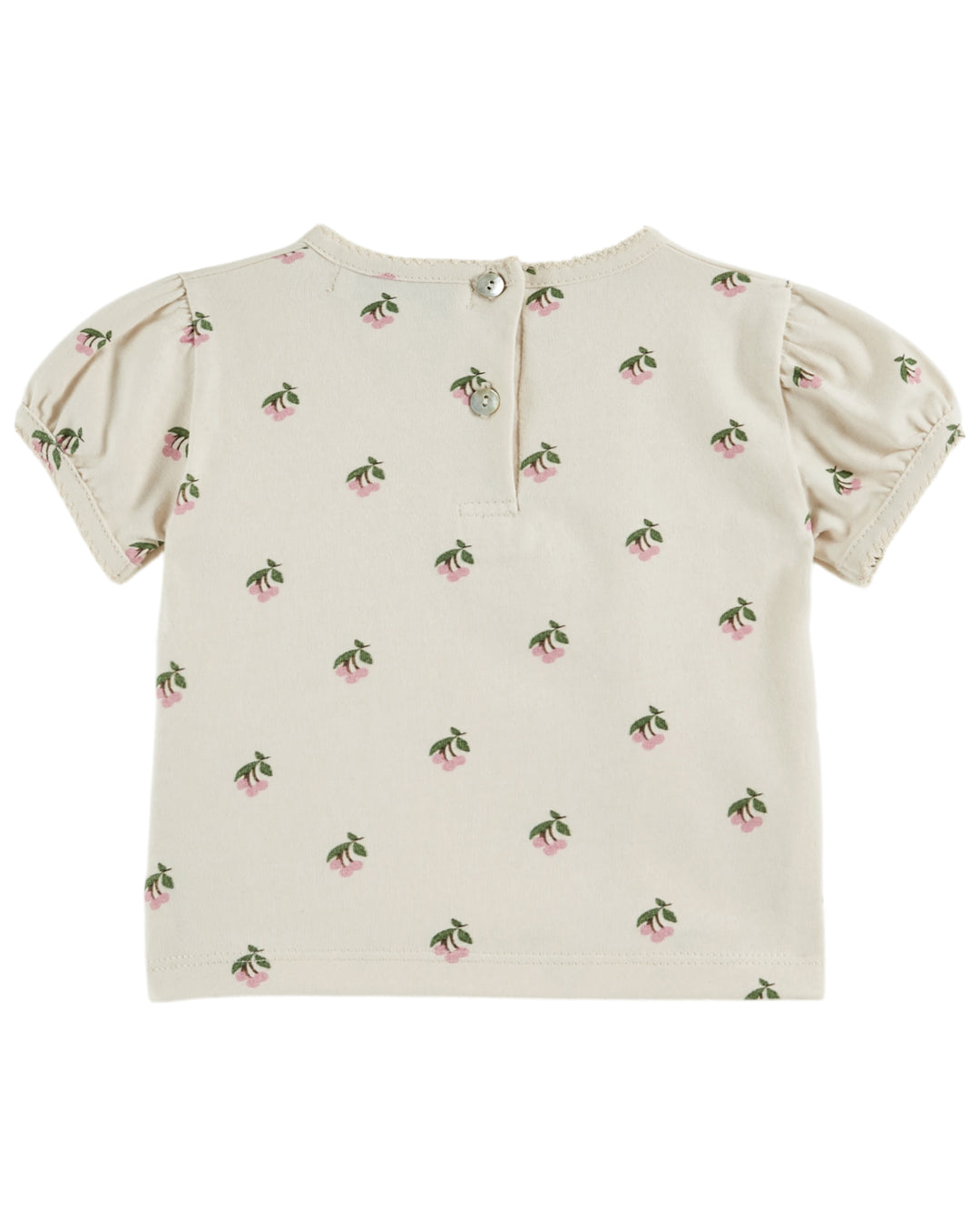 AD114 TEE SHIRT PICOTE IMPRIME - CERISETTE CREME