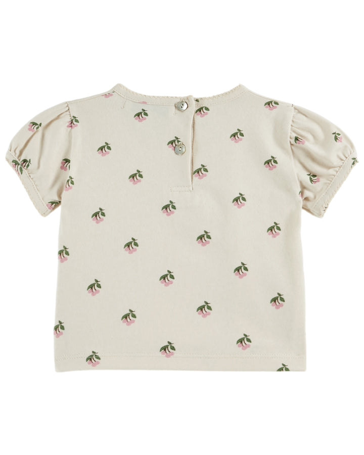 AD114 TEE SHIRT PICOTE IMPRIME - CERISETTE CREME