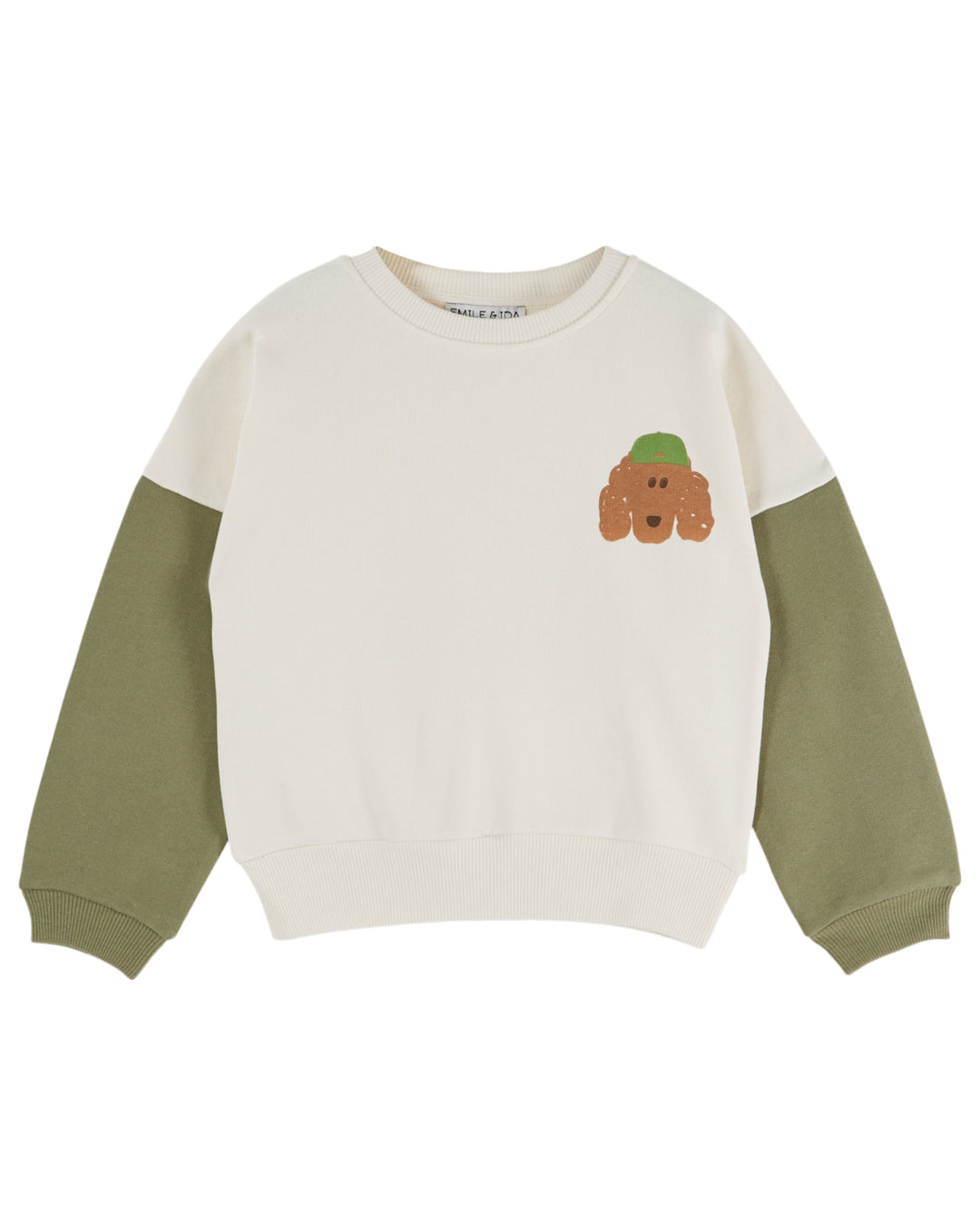 AE013 TWO-COLOURED SWEATSHIRT - ECRU PISTACHE