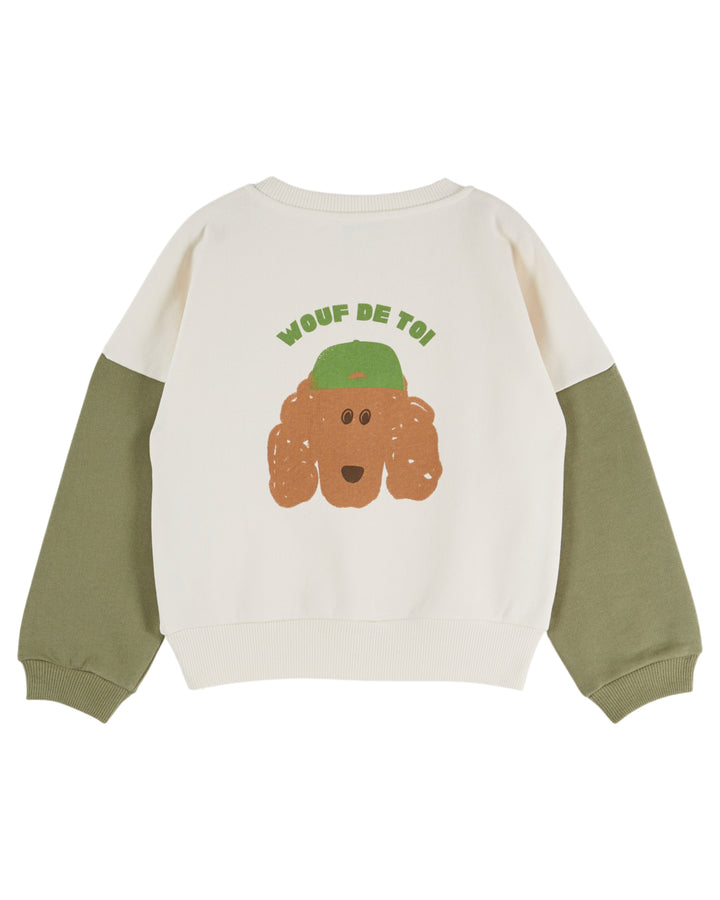 AE013 TWO-COLOURED SWEATSHIRT - ECRU PISTACHE