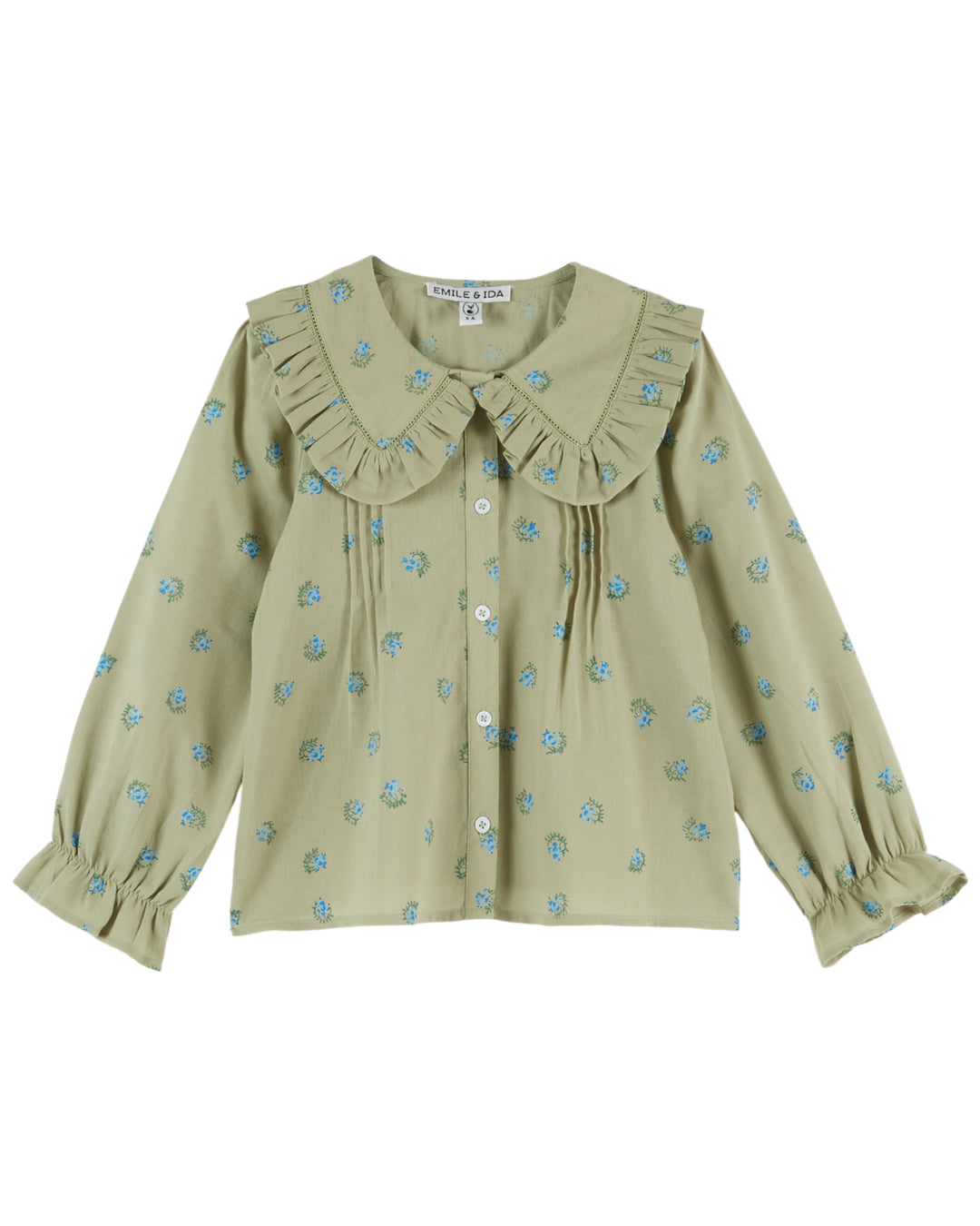 AE042B BLOCK PRINT LARGE COLLAR BLOUS - GROSEILLE