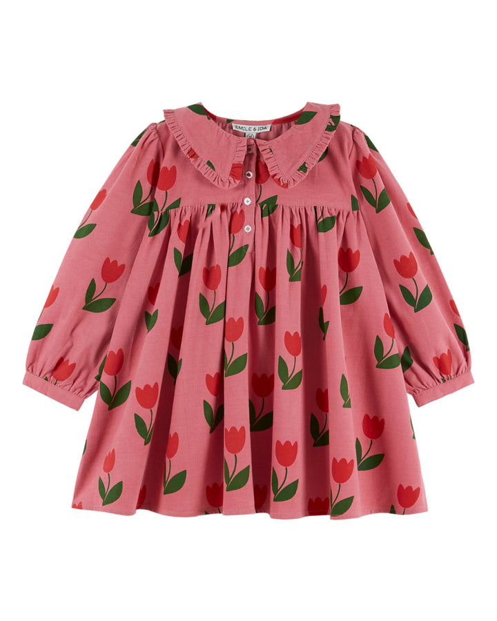 AE045B LOOSE FLOUNCE COLLAR DRESS - GRANDE TULIPE