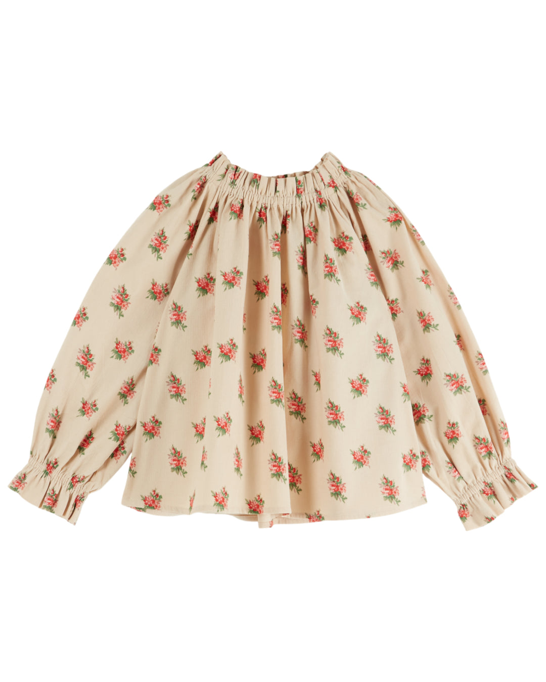 AE053A LOOSE NEEDLECORD PRINTED BLOUS - FLEURS DES BOIS