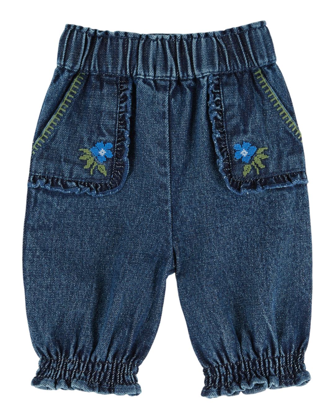 AE214 EMBROIDERED DENIM SIRWAL PANTS - DENIM