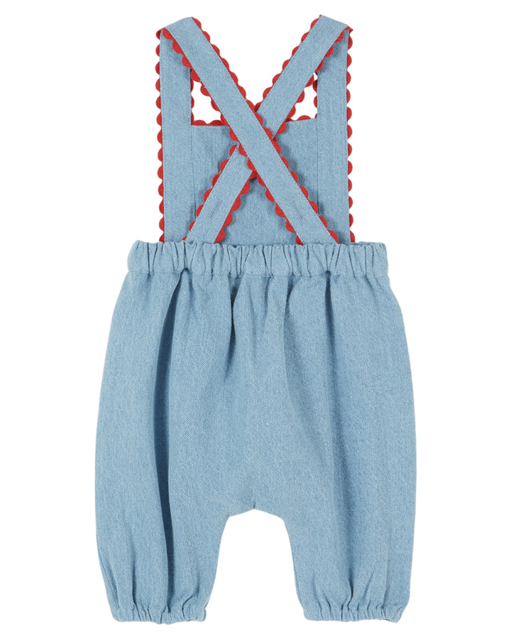 AE215 BABY DENIM EMBROIDERED JUMPSUIT - BLEU DELAVE