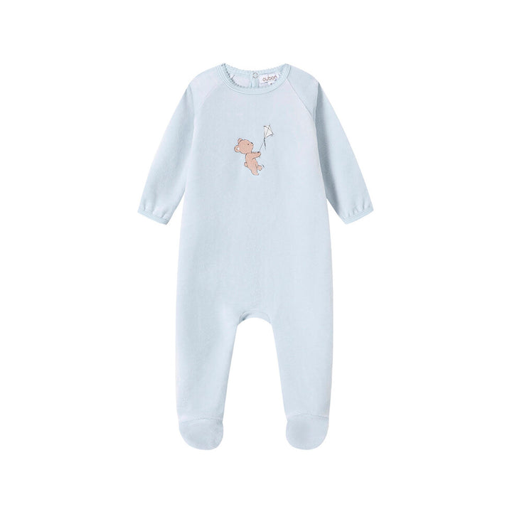 AW202-FOOTIE/HAT BEAR AND KYTE VELOUR - BLUE