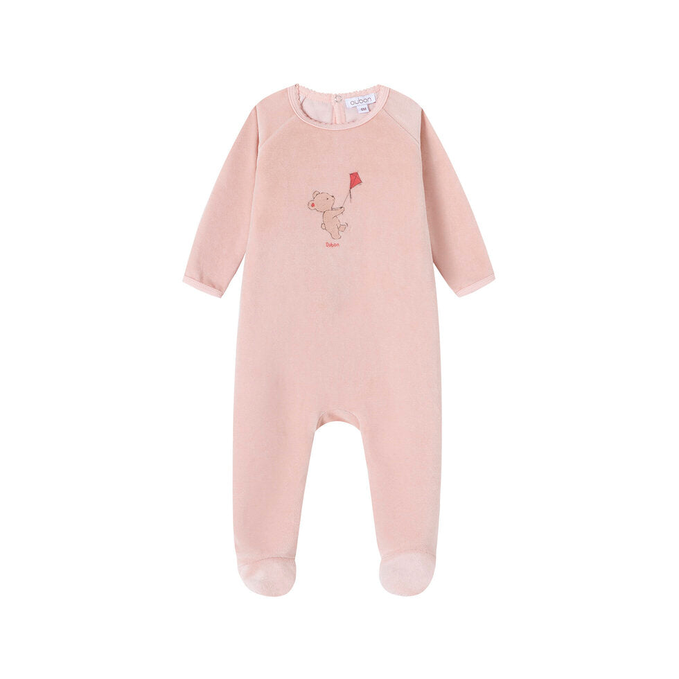 AW203-FOOTIE/HAT BEAR AND KYTE VELOUR - PINK