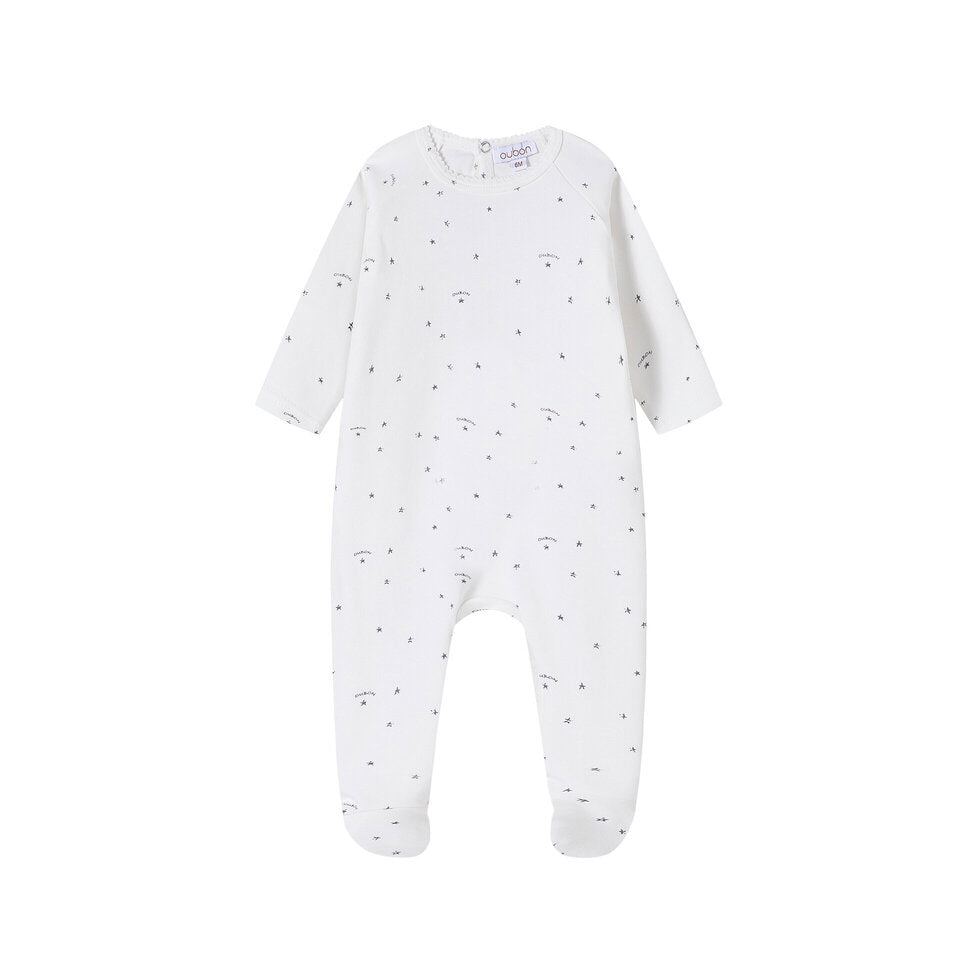 AW234-FOOTIE/HAT LOGO AND STAR PRINT - BLUE