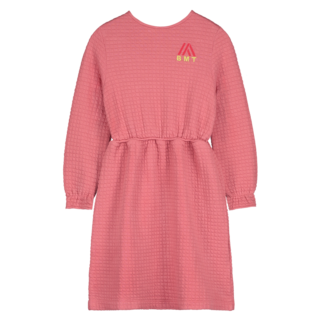 DR08-SHORT QUILTED DRESS EMBRODERY-Dusty pink