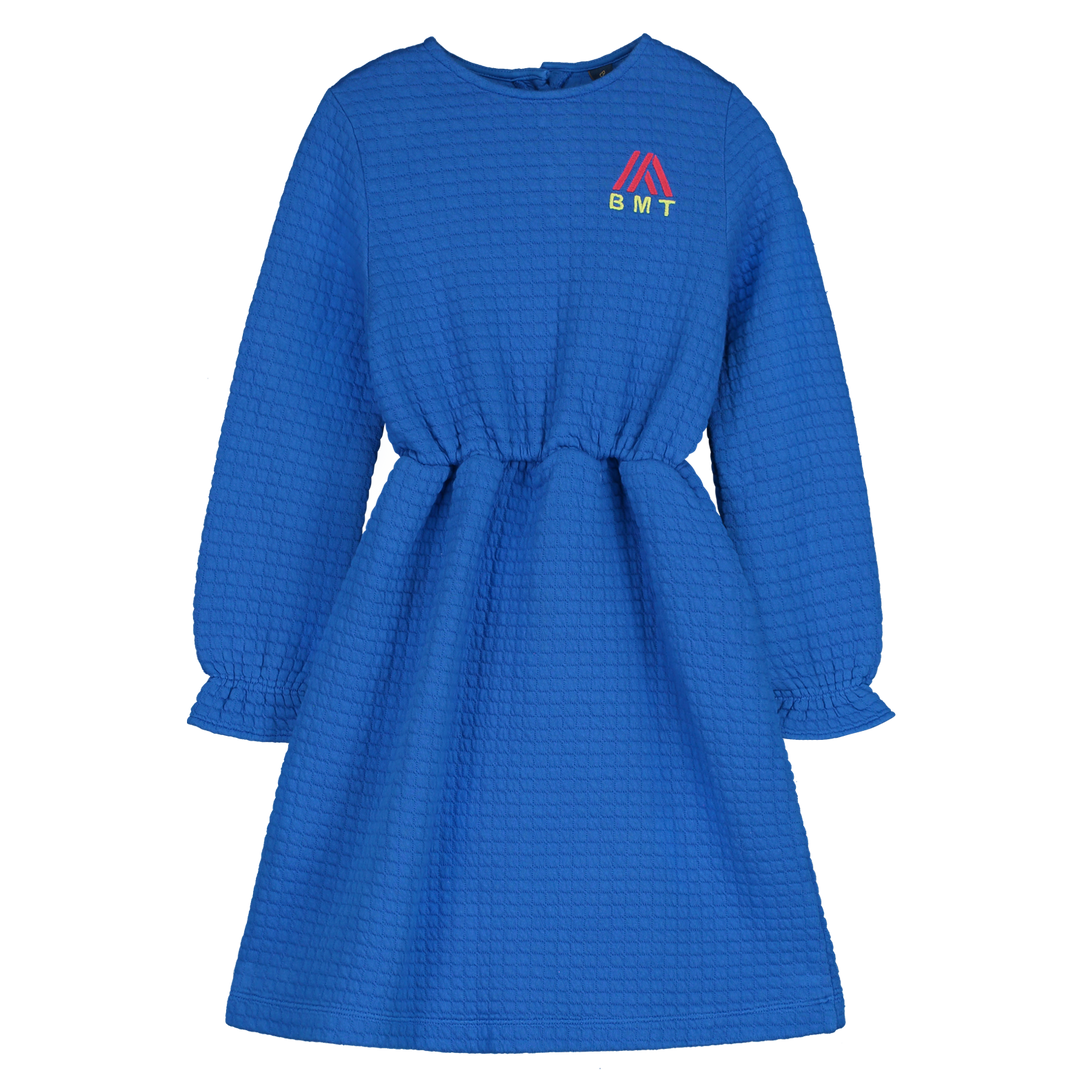 DR08-SHORT QUILTED DRESS EMBRODERY-Fresh blue